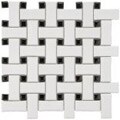 SomerTile 9.75x9.75-in Basket Weave 1x2.5-in White/Black Porcelain Mosaic Tile (Pack of 10)