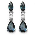10k White Gold Genuine Blue Sapphire Earrings