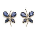 14k Gold Genuine Blue Sapphire Butterfly Earrings