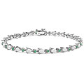 Sterling Silver Genuine Opal and Emerald Bracelet