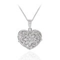 Icz Stonez Sterling Silver Cubic Zirconia Flower Heart Locket Necklace