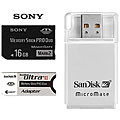 Sony 16GB Memory Stick Pro Duo plus Sandisk Adapter and Reader
