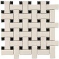 SomerTile 9.75x9.75-in Basket Weave 1x2.5-in Bone/Black Porcelain Mosaic Tile (Pack of 10)