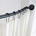Curved Shower Rod with Shower Liner and Hooks Set