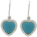 Sterling Silver Turquoise and CZ Heart Earrings