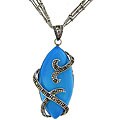 Sterling Silver Marcasite/ Synthetic Turquoise 4-strand Necklace