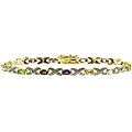 18k Gold over Silver Multi-gemstone and Diamond Accent Bracelet