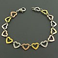 14k Gold over Stainless Steel Linked Hearts Bracelet (China)