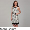 London Times Women's Sleeveless Belted Dress