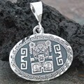 Sterling Silver Oval Zapotec Rain God Pendant (Mexico)