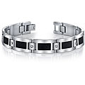 Stainless Steel Men's CZ and Black 'Diamond Brite' Bracelet