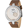 Burgi Women's Diamond-accented Burgundy Strap Watch