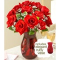 (Valentine's Day Pre-order) 1-dozen Red Roses with Ruby Vase