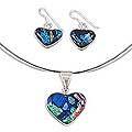 'Hearts In Love' Dichroic Art Glass Jewelry Set (Mexico)