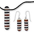 Silver Dichroic Glass 'Chocolate Horizon' 3-piece Jewelry Set (Mexico)