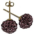 14k Yellow Gold Amethyst Crystal Ball Stud Earrings