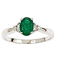 14k White Gold Emerald and 1/10ct TDW Diamond Ring (G-H, SI1-SI2)