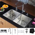 Kraus Stainless Steel Undermount Kitchen Sink, Chrome Faucet/ Dispenser