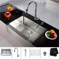 Kraus Stainless Steel Farmhouse Kitchen Sink, Chrome Faucet/ Dispenser