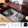 Kraus Stainless Steel Undermount Kitchen Sink, Chrome Faucet/ Dispenser