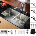 Kraus Stainless Steel Undermount Kitchen Sink, Brass Faucet/ Dispenser