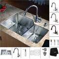Kraus Stainless Steel Undermount Kitchen Sink, Brass Faucet/ Dispenser