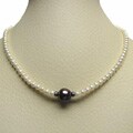 DaVonna Sterling Silver White and Black FW Pearl Necklace (4-12 mm)