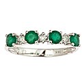 14k White Gold Emerald and 1/8ct TDW Diamond Ring (I-J, I) (Size 7)