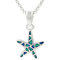 Sterling Silver Lab-created Blue Opal Starfish Pendant Necklace