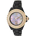 Le Chateau Women's 'Condezza LC' Cubic Zirconia Black Ceramic Watch