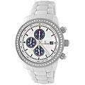 Le Chateau Men's 'Bello' Zirconia Silvertone White Ceramic Watch