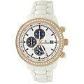 Le Chateau Men's 'Bello' Cubic Zirconia Gold and White Ceramic Watch