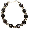 Silver Agate Floral Bead Bracelet (Thailand)