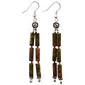 Silver Unakite Dangle Earrings (Thailand)