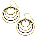 14k Multicolor Gold Circle Drop Earrings