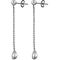14k White Gold Diamond-cut Ball Teardrop Dangle Earrings