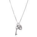 Sterling Silver Freshwater Pearl Key and Heart Necklace (5-5.5 mm)