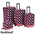 Rockland Pink Polka Dot 4-piece Expandable Luggage Set