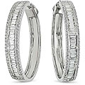 18k White Gold 3 7/8ct TDW Diamond Hoop Earrings (F-G, VVS)