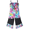 AnnLoren Boutique Girl's Peace Tie-dye Tank and Capris