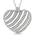 Sterling Silver 1ct TDW Diamond Heart Necklace (I-J, I3)