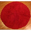 Premium Flokati Red Wool Rug (6' Round)