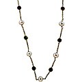 14k Yellow Gold Freshwater Pearl and Multi-gemstone Necklace (6 mm)