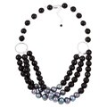 Sterling Silver Black Onyx and Freshwater Pearl Necklace (8-9 mm)