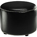 Florentine Black Bicast Leather Round Ottoman