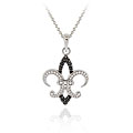 Sterling Silver Black Diamond Accent Fleur de Lis Necklace
