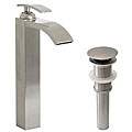 Geyser Egyptian Style Brushed Nickel Bathroom Vessel Faucet with Pop-up Drain