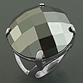 Handcrafted Stainless Steel Bold-faceted Hematite Ring (China)