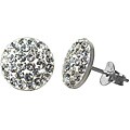 Sterling Silver Clear Crystal Flat Round Stud Earrings