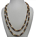 DaVonna Multi-colored Brown Freshwater Pearl 100-inch Endless Necklace (7-7.5 mm)